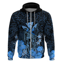 Polynesian Pride King Kamehameha Day Hawaii Hoodie Polynesia Tribal Kanaka and Hibiscus Blue LT14 - Polynesian Pride