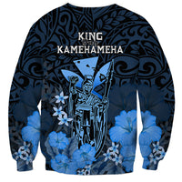 Polynesian Pride King Kamehameha Day Hawaii Sweatshirt Polynesia Tribal Kanaka And Hibiscus Blue LT14 - Polynesian Pride