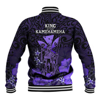 Polynesian Pride King Kamehameha Day Hawaii Baseball Jacket Polynesia Tribal Kanaka And Hibiscus Purple LT14 - Polynesian Pride