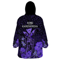 Polynesian Pride King Kamehameha Day Hawaii Wearable Blanket Hoodie Polynesia Tribal Kanaka And Hibiscus Purple LT14 - Polynesian Pride