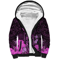Polynesian Pride King Kamehameha Day Hawaii Sherpa Hoodie Polynesia Tribal Kanaka And Hibiscus Pink LT14 Unisex Pink - Polynesian Pride