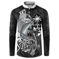 Guam Blue Marlin Fishing Button Sweatshirt Guahan Fish Hook Tattoo Black Version