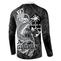Guam Blue Marlin Fishing Button Sweatshirt Guahan Fish Hook Tattoo Black Version