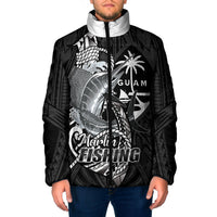 Guam Blue Marlin Fishing Padded Jacket Guahan Fish Hook Tattoo Black Version