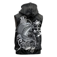 Guam Blue Marlin Fishing Sleeveless Zip Hoodie Guahan Fish Hook Tattoo Black Version