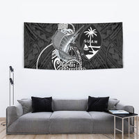 Guam Blue Marlin Fishing Tapestry Guahan Fish Hook Tattoo Black Version