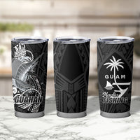 Guam Blue Marlin Fishing Tumbler Cup Guahan Fish Hook Tattoo Black Version