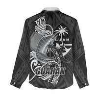 Guam Blue Marlin Fishing Women Casual Shirt Guahan Fish Hook Tattoo Black Version