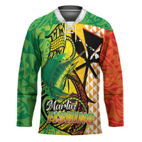 Hawaii Blue Marlin Fishing Hockey Jersey Hawaiian Kanaka Kakau Reggae