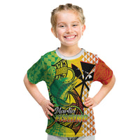 Hawaii Blue Marlin Fishing Kid T Shirt Hawaiian Kanaka Kakau Reggae