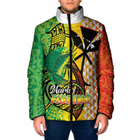 Hawaii Blue Marlin Fishing Padded Jacket Hawaiian Kanaka Kakau Reggae