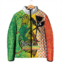 Hawaii Blue Marlin Fishing Padded Jacket Hawaiian Kanaka Kakau Reggae