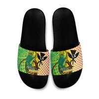 Hawaii Blue Marlin Fishing Slide Sandals Hawaiian Kanaka Kakau Reggae