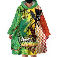 Hawaii Blue Marlin Fishing Wearable Blanket Hoodie Hawaiian Kanaka Kakau Reggae