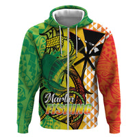Hawaii Blue Marlin Fishing Zip Hoodie Hawaiian Kanaka Kakau Reggae