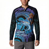 Personalised Blue Marlin Fishing New Zealand Button Sweatshirt NZ Kiwi Cowboy Born To Fish