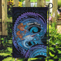 Personalised Blue Marlin Fishing New Zealand Garden Flag NZ Kiwi Cowboy Born To Fish LT14 Garden Flag Purple - Polynesian Pride