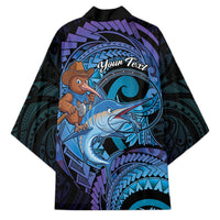 Personalised Blue Marlin Fishing New Zealand Kimono NZ Kiwi Cowboy Born To Fish