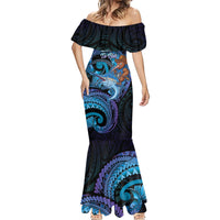 Personalised Blue Marlin Fishing New Zealand Mermaid Dress NZ Kiwi Cowboy Born To Fish LT14 - Polynesian Pride