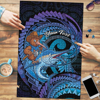 Personalised Blue Marlin Fishing New Zealand Puzzle NZ Kiwi Cowboy Born To Fish