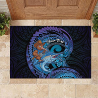 Personalised Blue Marlin Fishing New Zealand Rubber Doormat NZ Kiwi Cowboy Born To Fish