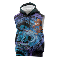 Personalised Blue Marlin Fishing New Zealand Sleeveless Hoodie NZ Kiwi Cowboy Born To Fish LT14 Purple - Polynesian Pride