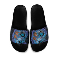 Personalised Blue Marlin Fishing New Zealand Slide Sandals NZ Kiwi Cowboy Born To Fish LT14 Purple - Polynesian Pride