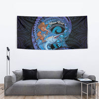 Personalised Blue Marlin Fishing New Zealand Tapestry NZ Kiwi Cowboy Born To Fish