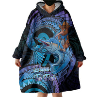 Personalised Blue Marlin Fishing New Zealand Wearable Blanket Hoodie NZ Kiwi Cowboy Born To Fish LT14 - Polynesian Pride