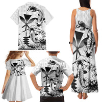 Japan And Hawaii Family Matching Tank Maxi Dress and Hawaiian Shirt Sakura Koi Fish Hawaiian Lei Kanaka - Polynesian Pride