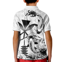 Japan And Hawaii Kid Polo Shirt Sakura Koi Fish Hawaiian Lei Kanaka - Polynesian Pride