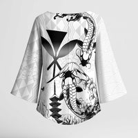 Japan And Hawaii Kimono Sleeve Blouse Sakura Koi Fish Hawaiian Lei Kanaka - Polynesian Pride