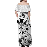 Japan And Hawaii Off Shoulder Maxi Dress Sakura Koi Fish Hawaiian Lei Kanaka - Polynesian Pride