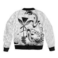 Japan And Hawaii Sleeve Zip Bomber Jacket Sakura Koi Fish Hawaiian Lei Kanaka LT14 - Polynesian Pride