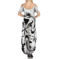 Japan And Hawaii Summer Maxi Dress Sakura Koi Fish Hawaiian Lei Kanaka - Polynesian Pride