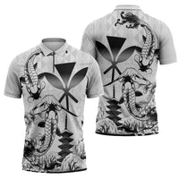 Japan And Hawaii Zipper Polo Shirt Sakura Koi Fish Hawaiian Lei Kanaka - Polynesian Pride