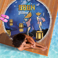 Japan Obon Festival Beach Blanket Sakura Lanterns With Bon Dance - Polynesian Pride