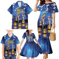 Japan Obon Festival Family Matching Mermaid Dress and Hawaiian Shirt Sakura Lanterns With Bon Dance LT14 - Polynesian Pride