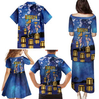 Japan Obon Festival Family Matching Puletasi and Hawaiian Shirt Sakura Lanterns With Bon Dance LT14 - Polynesian Pride
