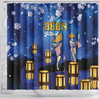 Japan Obon Festival Shower Curtain Sakura Lanterns With Bon Dance - Polynesian Pride