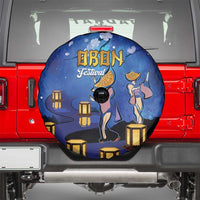 Japan Obon Festival Spare Tire Cover Sakura Lanterns With Bon Dance - Polynesian Pride