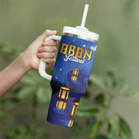 Japan Obon Festival Tumbler With Handle Sakura Lanterns With Bon Dance - Polynesian Pride