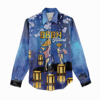 Japan Obon Festival Women Casual Shirt Sakura Lanterns With Bon Dance LT14 - Polynesian Pride