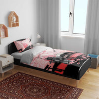 Personalised Japan Samurai Warrior Bedding Set Japanese Cherry Blossom Polynesian Pattern - Polynesian Pride