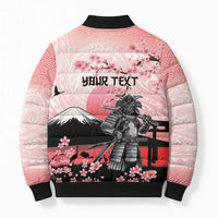 Personalised Japan Samurai Warrior Bomber Puffer Jacket Japanese Cherry Blossom Polynesian Pattern - Polynesian Pride