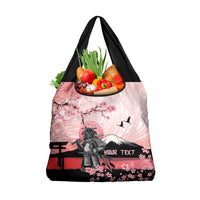 Personalised Japan Samurai Warrior Grocery Bag Japanese Cherry Blossom Polynesian Pattern - Polynesian Pride
