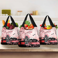 Personalised Japan Samurai Warrior Grocery Bag Japanese Cherry Blossom Polynesian Pattern - Polynesian Pride