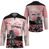 Personalised Japan Samurai Warrior Hockey Jersey Japanese Cherry Blossom Polynesian Pattern - Polynesian Pride