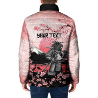 Personalised Japan Samurai Warrior Padded Jacket Japanese Cherry Blossom Polynesian Pattern - Polynesian Pride