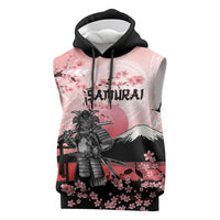 Personalised Japan Samurai Warrior Sleeveless Hoodie Japanese Cherry Blossom Polynesian Pattern - Polynesian Pride